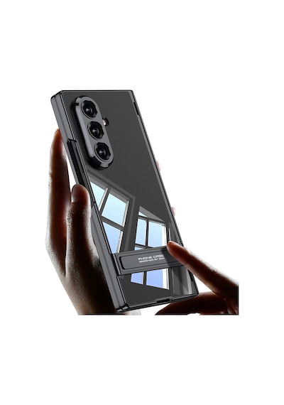 More Tr Samsung Uyumlu Galaxy Z Fold 7 Kılıf Kamera Korumalı Şeffaf Tasarımlı Zore Lego Standlı Kapak - Gümüş