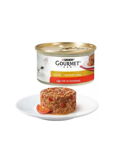 Gourmet Gold Savoury Cake Sığır Etli Domatesli Yetişkin Kedi Konservesi 85 G
