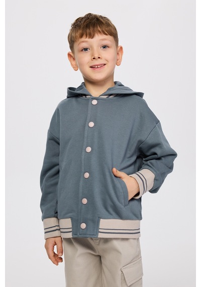 Panço Erkek Çocuk Kapüşonlu Petrol Sweatshirt Mavi