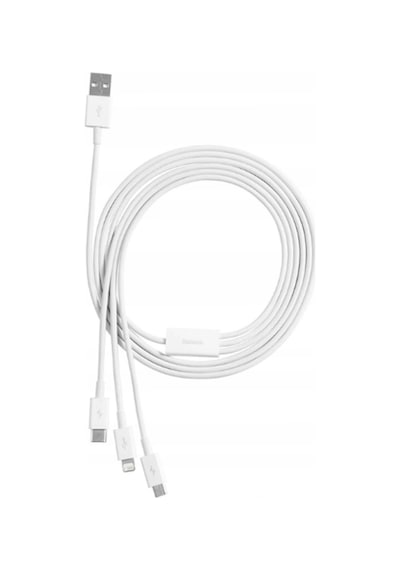 Baseus Superior Series Micro+lightning+type-c Üçlü Hızlı Şarj Veri Kablosu 3.5a 1.5m Beyaz
