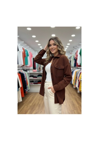 Polologin Butik Kaşe Dokulu Cepli Oduncu Gömlek Metalik
