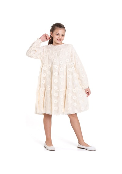 Xo Kids Kız Çocuk Elbise 5-9 Yaş 36029 Ekru