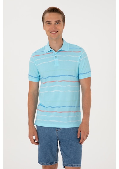U.S. Polo Assn. Erkek Regular Fit Polo Yaka Aqua Tişört 50299642-VR007