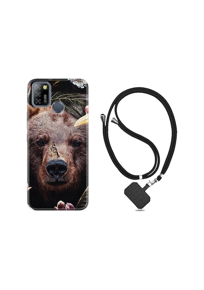 Infinix Smart 5 Kılıf Boyun Askılı Flowers Bear 1337