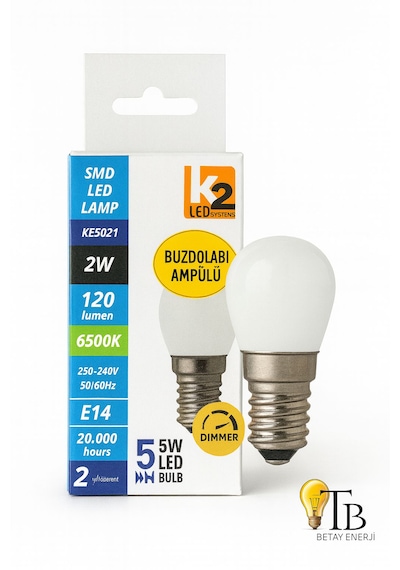 K2 Led Kes021 2w Dimmer Led Ampul 120 Lumen 6500k Beyaz Işık E14 Duy 20.000 Saat