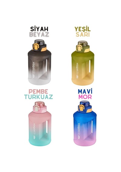 Vagonlife 1600ml Çift Renk Taşıma Askılı Ve Kulplu Motivasyon Su Matarası Sticker Hediyeli Mavi-mor Genel