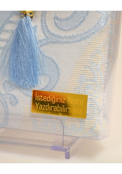 Kişiye Özel Pamuk Dokulu Seccade Ve İnci Tesbih Özel Hediye Seti Mavi