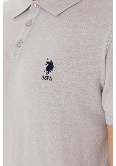 U.S. Polo Assn. Erkek Slim Fit Polo Yaka Açık Gri Tişört 50299359-VR001