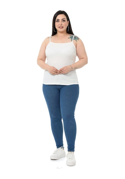 Disentis Büyük Beden İp Askılı Bürümcük Beyaz Body-beyaz Beyaz