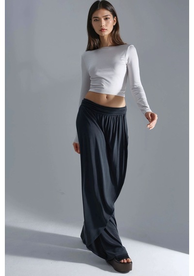 Hiccup Busem Sırt Dekolteli Slim Fit Kısa Bluz Taş Doğal
