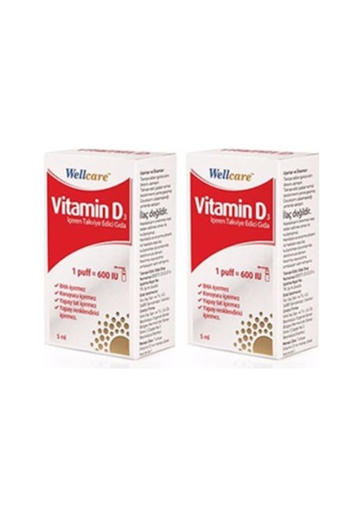 2 Adet Wellcare Vitamin D3 600 Iu 5 Ml Sprey