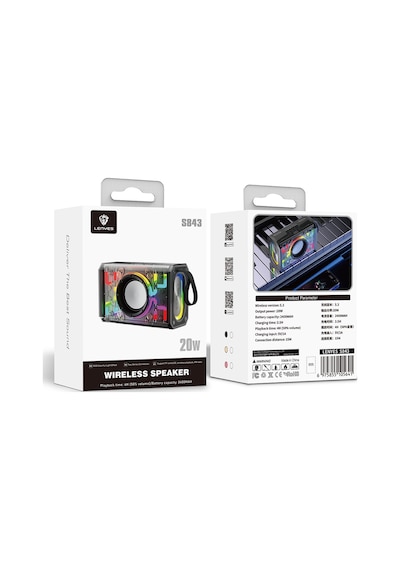 Lenyes S843 Rgb Led Işıklı Taşınabilir Tws Bluetooth Hoparlör V5.3 20w Siyah