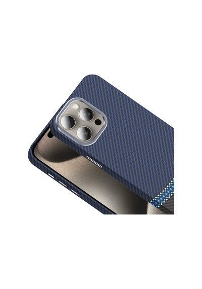 Apple Uyumlu iPhone 15 Pro Max Kılıf Magsafe Şarj Özellikli Karbon Fiber Görünümlü Redclick Gros Kapak Çok Renkli