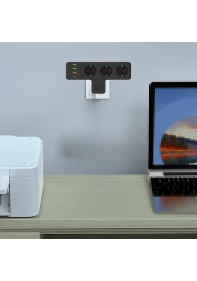 Nesil 3'lü Duvar Priz Akım Korumalı Priz 3 X Usb 1 X Type-c 20w Pd Giriş Ofis Ev Okul 0