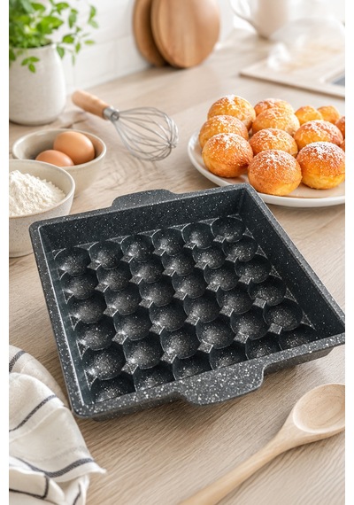 32 Cm Kartopu Döküm Kek Kalıbı Çoklu Lokmalık 320 280 65 Mm Siyah