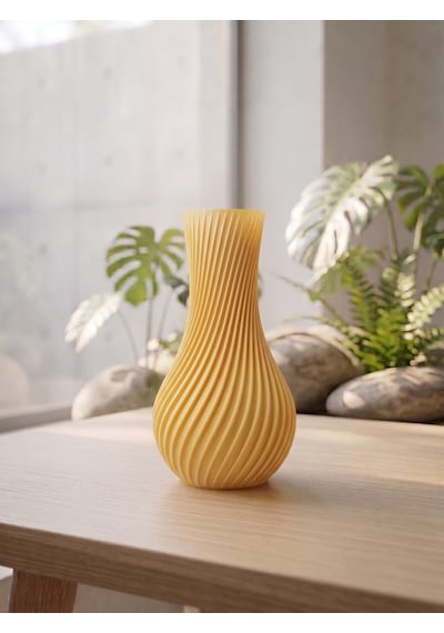 Dekoratif Vazo, 15 cm, 3D Baskı (Mat Sarı)