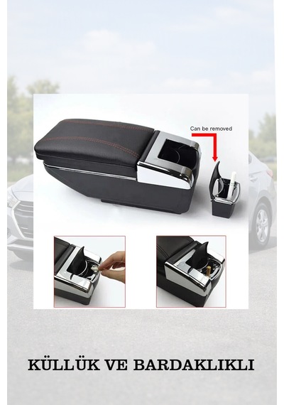 Hyundai Accent Admire 2004 Uyumlu Bardaklıklı Küllüklü Lüks Tip Kol Dayama Siyah Renk