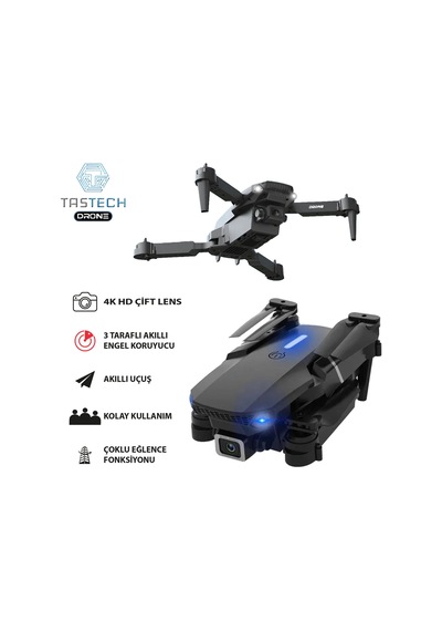 Çift Kameralı Drone Led Işıklı Wifi App Ve Uzaktan Kumanda Kontrollü Quadcopter Katlanabilir Şarjlı