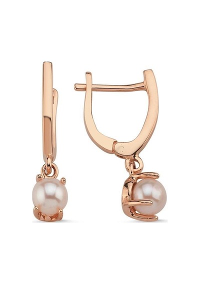 5,5 Mm Doğal İncili Sallantılı Küpe Rose Rose