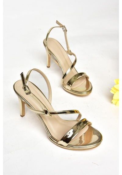 Fox Shoes S569716634 Altın Ayna İnce Topuklu Ayakkabı Altın