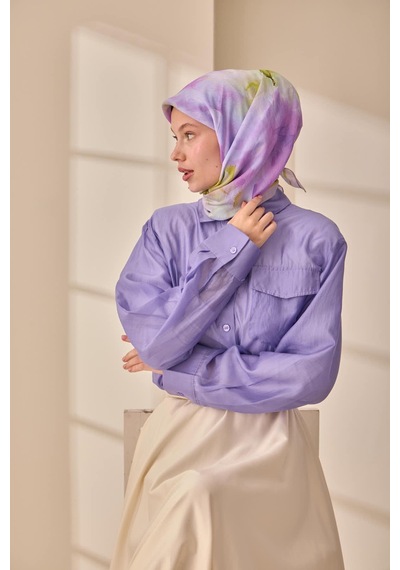 Silk Home Olinda İpek Eşarp 47004-09 Lila, Yeşil, Koyu Yeşil
