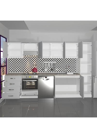 Decoraktiv Elite 325q Ankastre Fırın Modüllü Mdf Hazır Mutfak Dolabı - Tezgah Dahil - Buz Gri Açık Gri Decoraktiv Elite 325q Ankastre Fırın Modüllü Mdf Hazır Mutfak Dolabı - Tezgah Dahil - Buz Gri Açık Gri