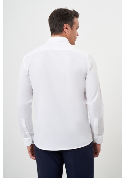 Morven Erkek Beyaz Pamuk Baskılı Desenli İtalyan Yaka Slim Fit Gömlek 24mc004101600 Beyaz
