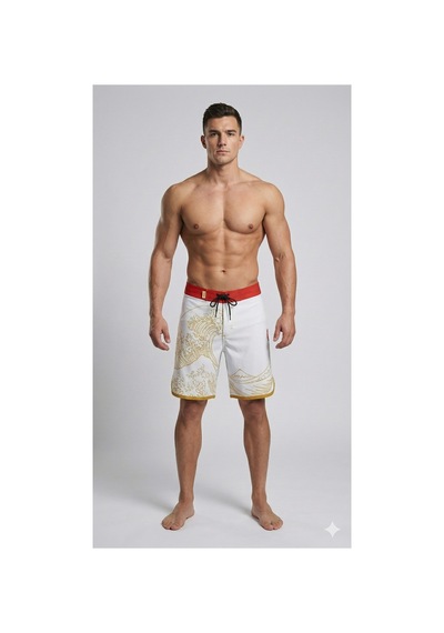 Pose I Down Golden Wave Boardshort Erkek Fizik Ve Deniz Şortu Beyaz