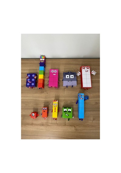 Kes Yapıştır Oyna / 1-10'a Kadar 3 Boyutlu Numberblocks Maskotları / Kalın Karton Kağıt Kendin Yap