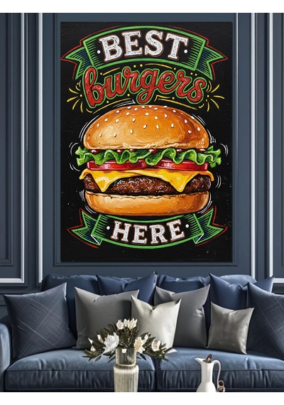 Ahşap Tablo En İyi Burger Reklamı
