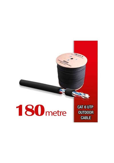 Qport Yüksek Bakır Utp 23Awg 0.58 MM Dış Ortam Cat6 Outdoor Kablo 180 Metre