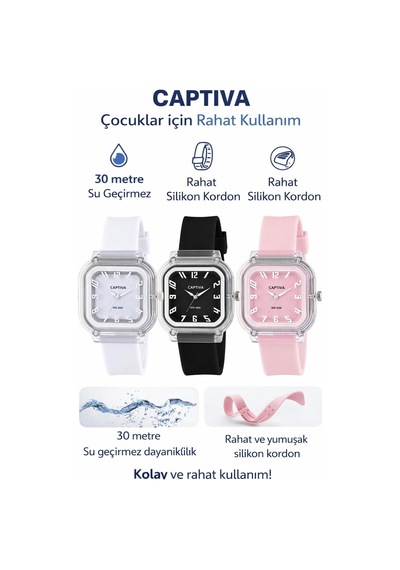 Captiva Analog Rakamlı 30 Mt Suya Dayanıklı Spor Çocuk Kol Saati Yn2026.m10 Beyaz