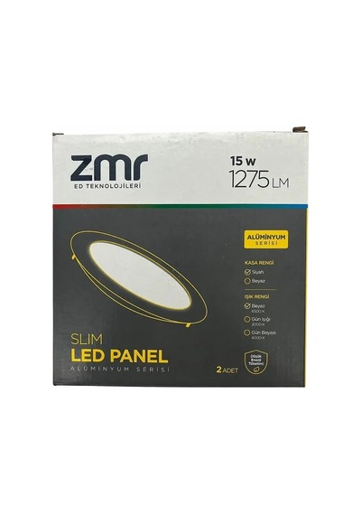 15w Siyah Kasa Sıvaaltı Yuvarlak Panel Led Armatür 6500k Beyaz 1275 Lm