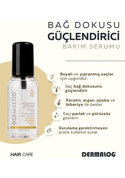 Dermalog Yanmış Yıpranmış Saçlar Için Pürüzsüzleştirici & Onarıcı Bağ Dokusu Güçlendirici Keratin Serumu 100 ML