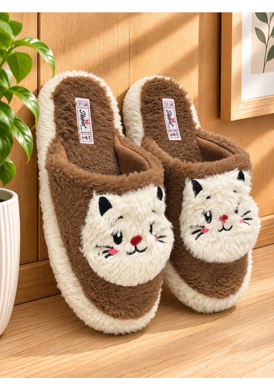 Modafrato Kedi Yüzü Model Kadın Ev Terliği - Sıcak Tutan Pofuduk Terlik Ses Yapmaz Taban Taba Modafrato Kedi Yüzü Model Kadın Ev Terliği - Sıcak Tutan Pofuduk Terlik Ses Yapmaz Taban Taba