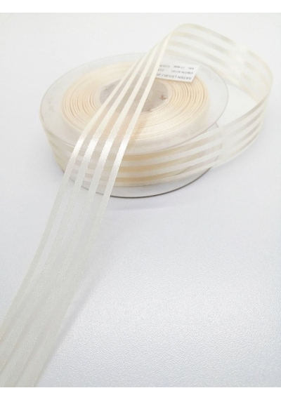 FdayAksesuar Açık Krem Saten Çizgili Şifon Kurdele 2,5 Cm 3 Metre FRDY27615