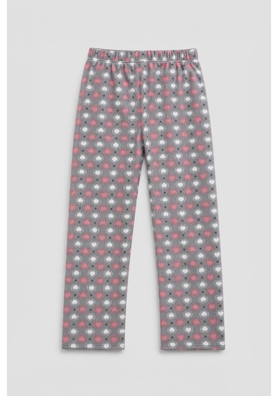 Markapia Kadın Kalp Desenli Polar Pijama Altı Gri