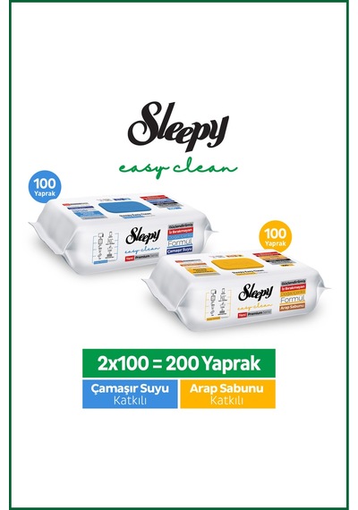 Easy Clean Premium Arap Sabunu + Çamaşır Suyu Yüzey Temizlik Havlusu Mendili 100+100 200 Yaprak Diğer