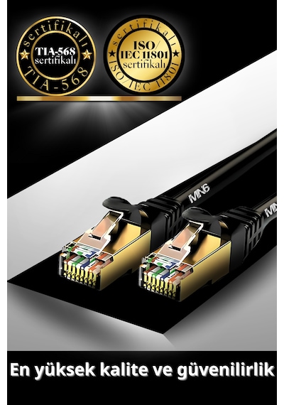 MN6 M109F Cat7 Kablo 30 Metre/Bakır-10Gbps-50 Mikron Altın Kaplama/30M Cat7 Ethernet Kablosu