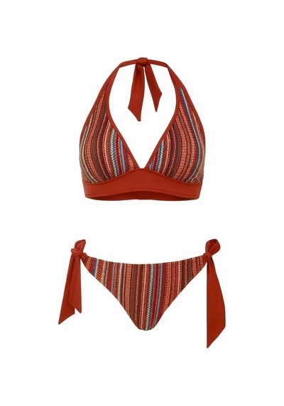 Deep Beach Dokulu Ve Dantelli Çok Renkli Bikini Takım Tarçın