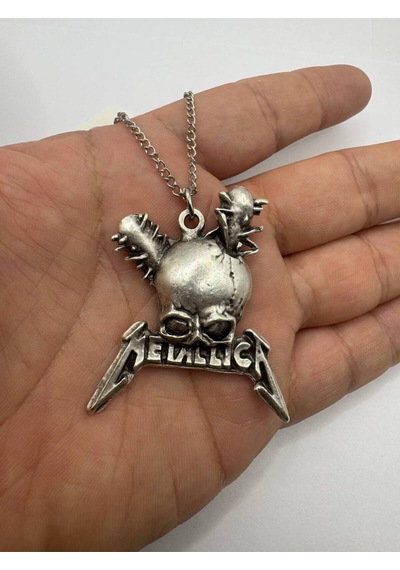 Metallica Damage Inc. Gümüş Renk Unisex Kolye Rock Ve Metal Müzik Takısı Çok renkli