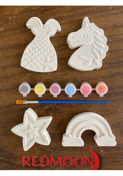 4 Karakter Alçı Boyama Taş Boyama Seti Unicorn