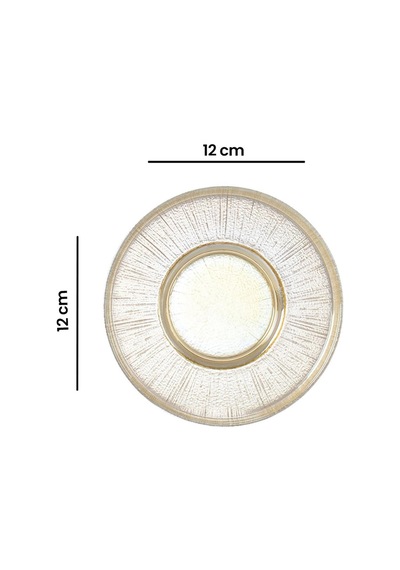 İpekk 14304 Çizgili Bal Lüsterli Çay Tabağı - 12 Cm Renkli