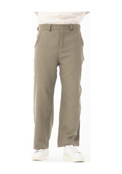 Rocqerx R-4415 Kemer Detaylı Keten Baggy Pantolon Haki