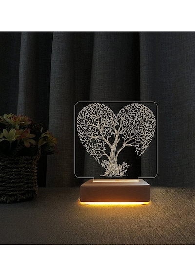 Aşk Ağacı 3d Led Masa Lambası Doğum Günü Hediyesi Gece Lambası Anneler Günü