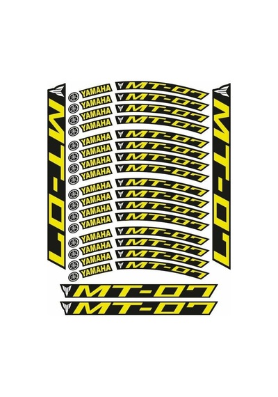 Florasan Sarı Baskı Yamaha Mt-07 Uyumlu 1 Set Jant Şeridi