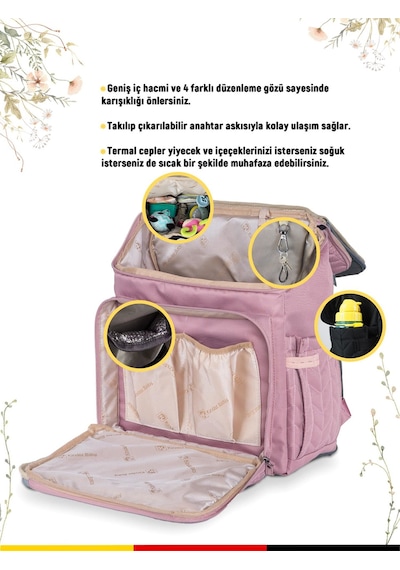 Kinder Baby Merlin Anne Bebek Bakım Çantası Gül Kurusu Pembe