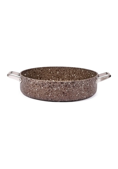 Brioni Stone-age Terra 32 Cm Çizilmez Yanmaz Yapışmaz İndüksiyonlu Basık Tencere Kahverengi