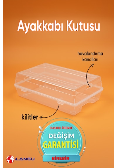 10 Adet Şeffaf Kadın Ayakkabı Saklama Kutusu-hava Kanallı-organizer Şeffaf