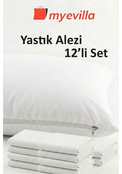 My Evilla Sıvı Geçirmez Yastık Alezi 50x70 Cm Su Geçirmez Yastık Koruyucu 6 Paket 12 Adet Beyaz